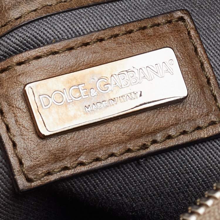 Pre Owned Dolce & Gabbana Beige/Brown Rabbit Fur and Leather Miss Curly Bag