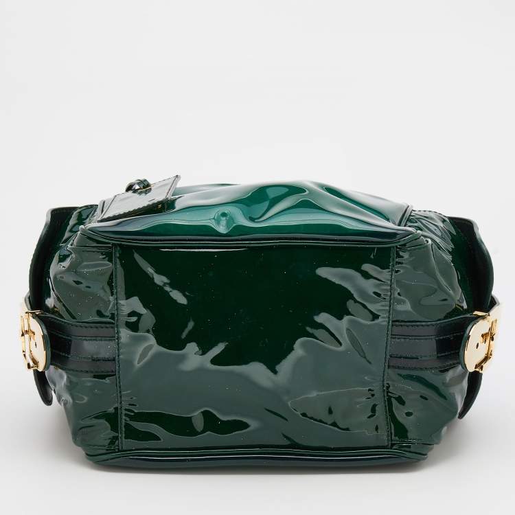 Pre Owned Dolce & Gabbana Green PVC and Patent Leather Chain Satchel