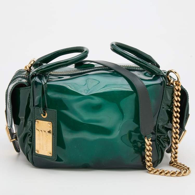 Pre Owned Dolce & Gabbana Green PVC and Patent Leather Chain Satchel