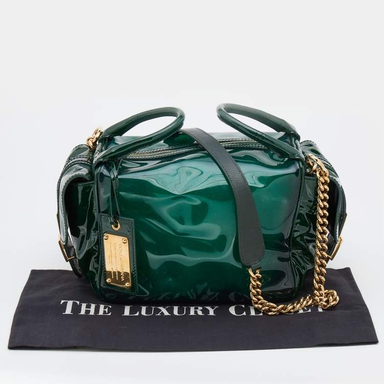 Pre Owned Dolce & Gabbana Green PVC and Patent Leather Chain Satchel