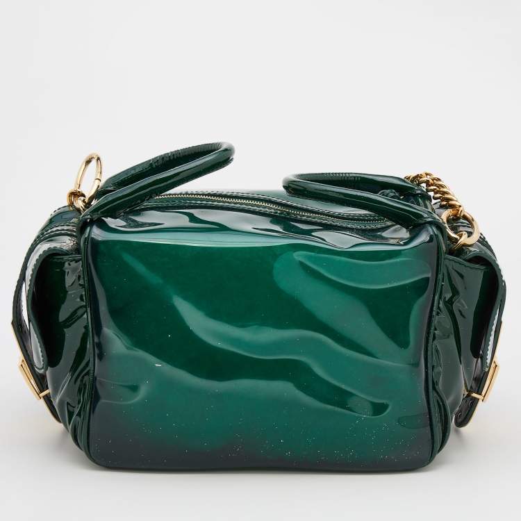 Pre Owned Dolce & Gabbana Green PVC and Patent Leather Chain Satchel