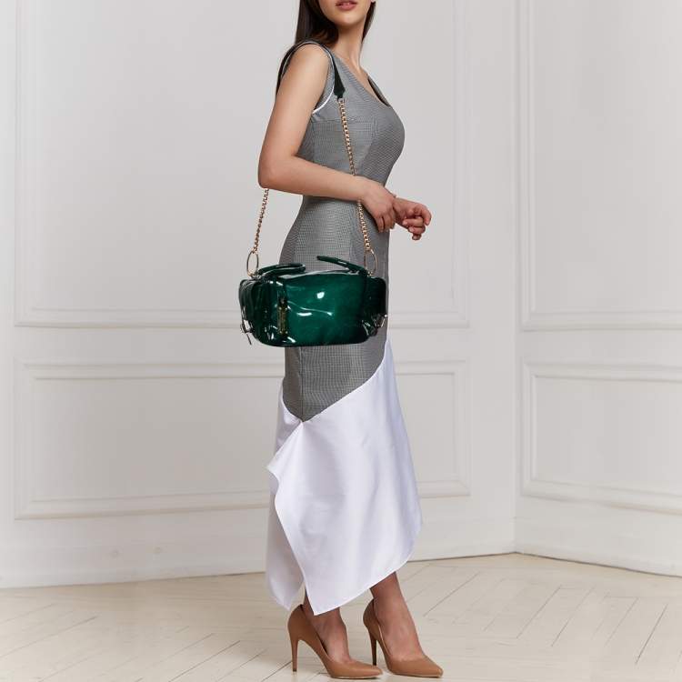 Pre Owned Dolce & Gabbana Green PVC and Patent Leather Chain Satchel