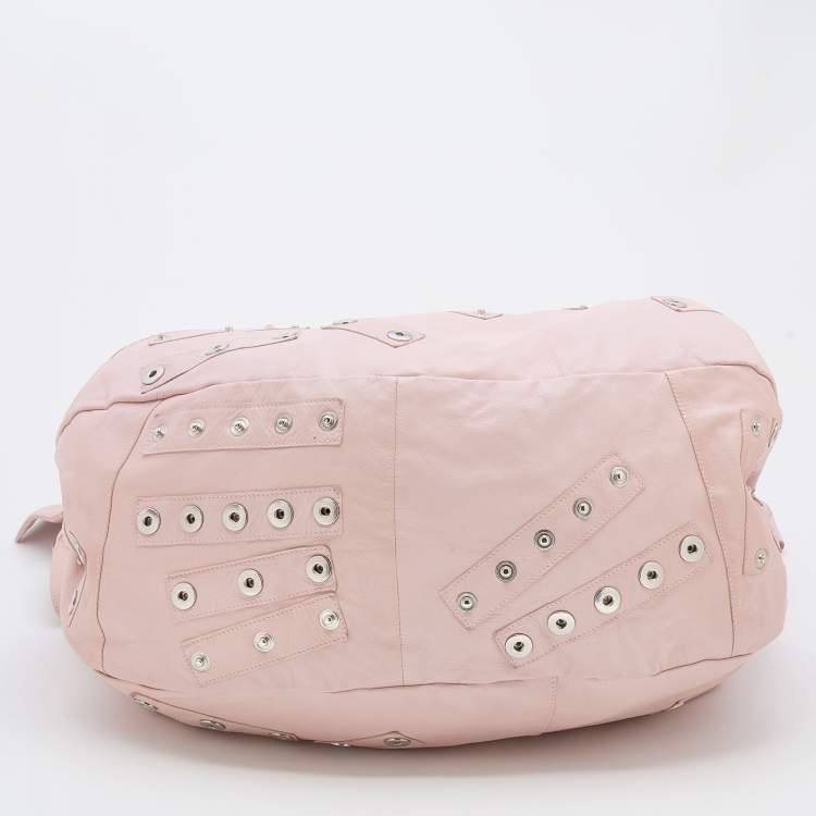 Pre Owned Dolce & Gabbana Pink Leather Drawstring Hobo