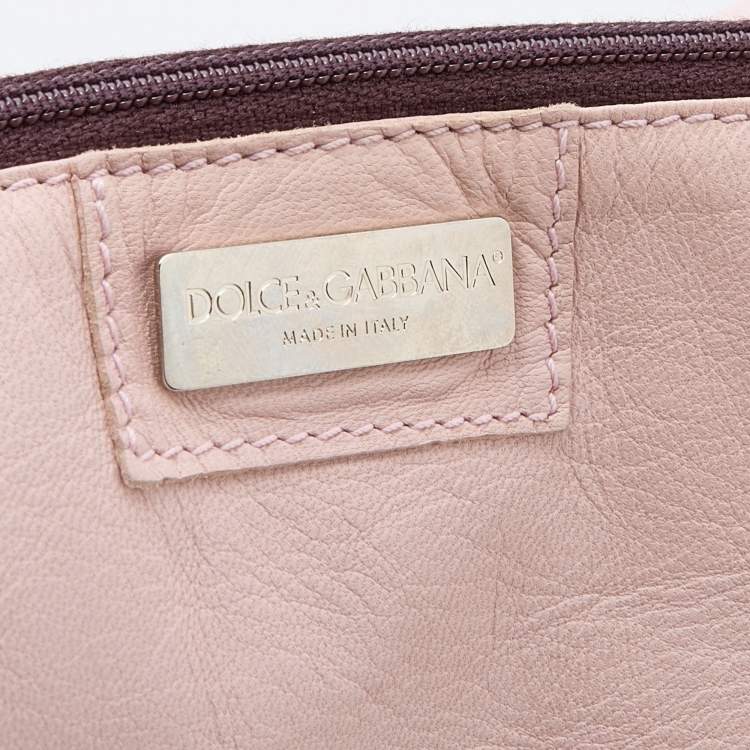 Pre Owned Dolce & Gabbana Pink Leather Drawstring Hobo