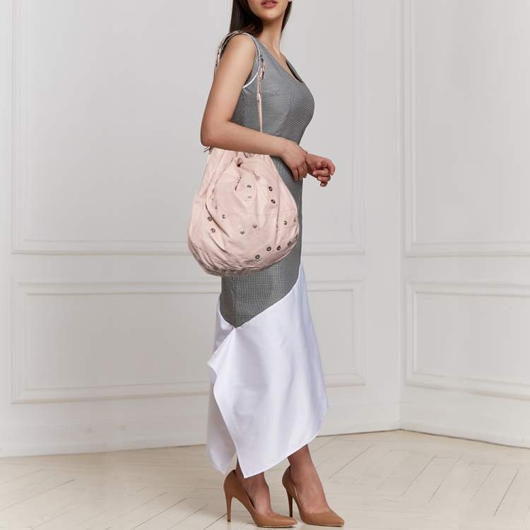 Pre Owned Dolce & Gabbana Pink Leather Drawstring Hobo
