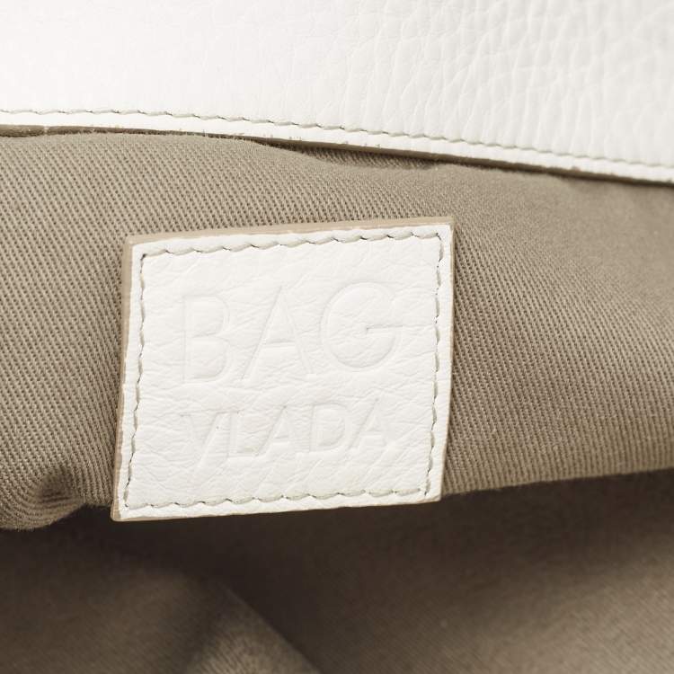 Pre Owned Dolce & Gabbana White Leather Padlock Tote