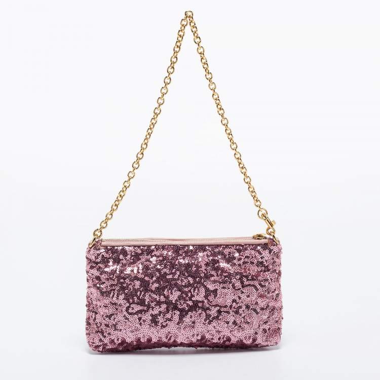 Pre Owned Dolce & Gabbana Pink Sequin Shoulder Bag 