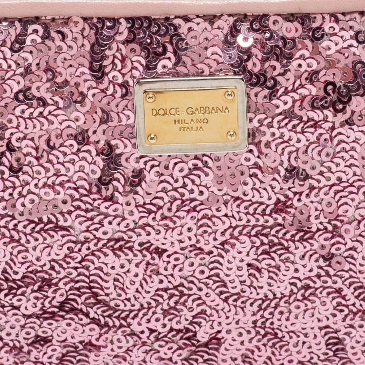 Pre Owned Dolce & Gabbana Pink Sequin Shoulder Bag 