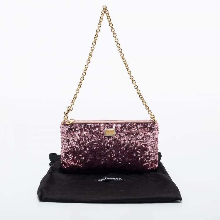 Pre Owned Dolce & Gabbana Pink Sequin Shoulder Bag 