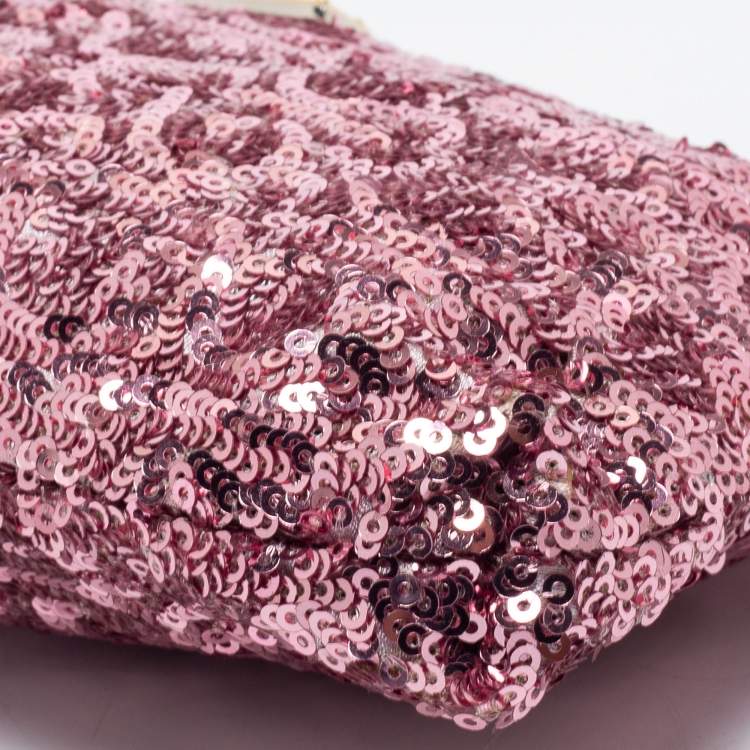 Pre Owned Dolce & Gabbana Pink Sequin Shoulder Bag 