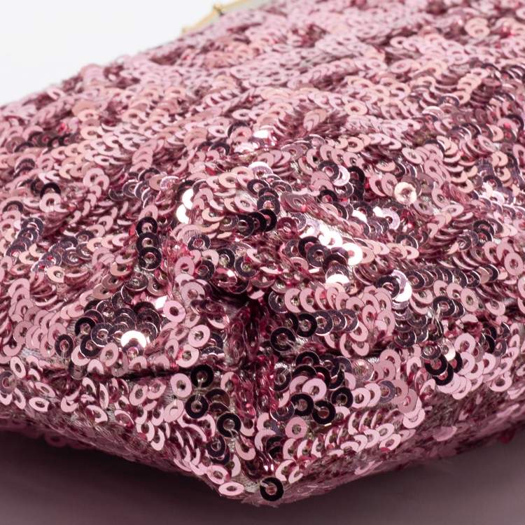 Pre Owned Dolce & Gabbana Pink Sequin Shoulder Bag 