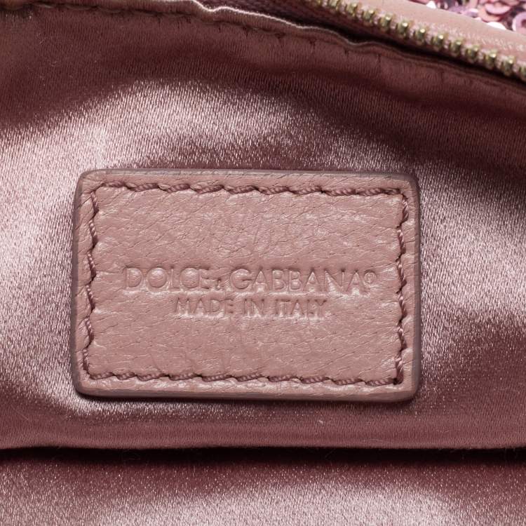 Pre Owned Dolce & Gabbana Pink Sequin Shoulder Bag 