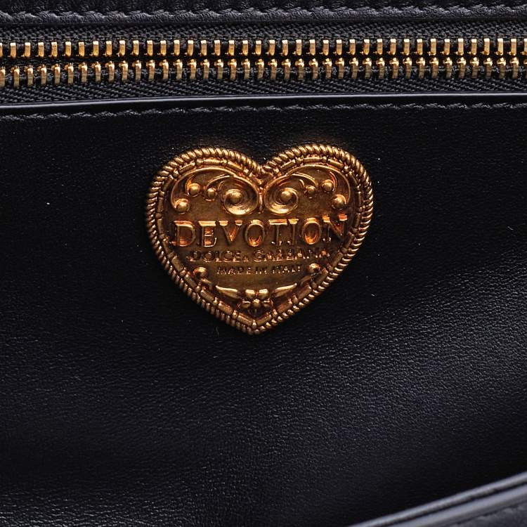 Pre Owned Dolce & Gabbana Black Quilted Leather Devotion Shoulder Bag