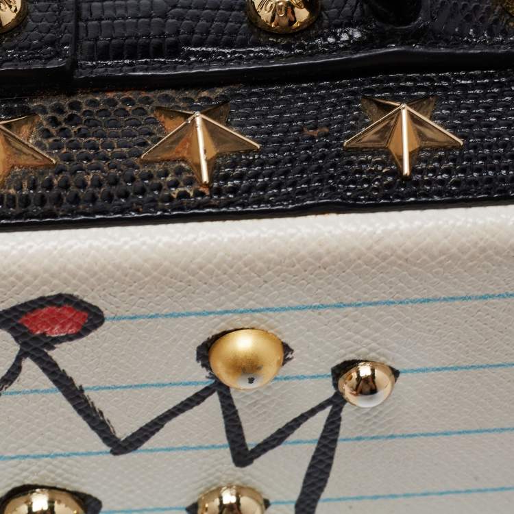 مملوكة مسبقًا Dolce & Gabbana White/Black Embellished Leather Dolce Box Bag