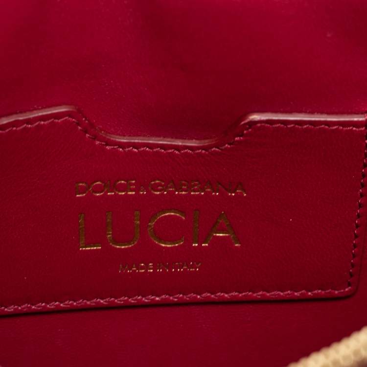 Pre Owned Dolce & Gabbana Black Iguana Embossed Leather Medium Lucia Medium Shoulder Bag