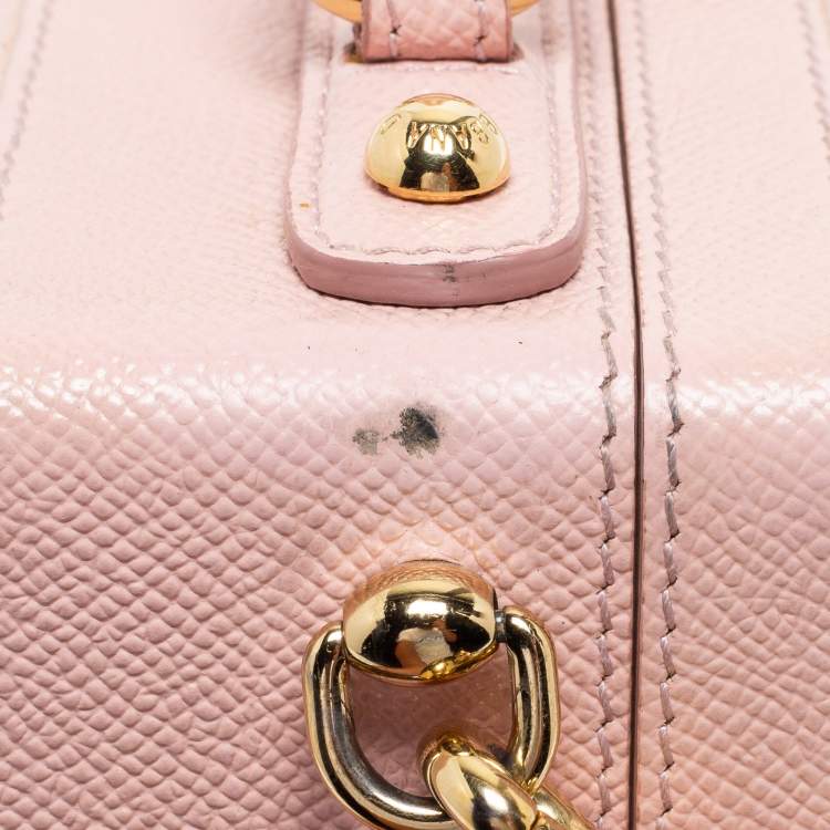 Pre Owned Dolce & Gabbana Pink Leather Dauphine Family Patch Top Handle Bag