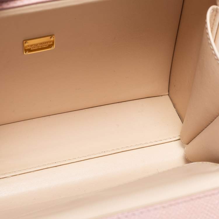Pre Owned Dolce & Gabbana Pink Leather Dauphine Family Patch Top Handle Bag