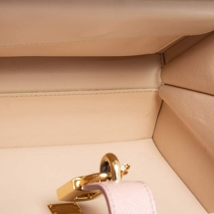 Pre Owned Dolce & Gabbana Pink Leather Dauphine Family Patch Top Handle Bag