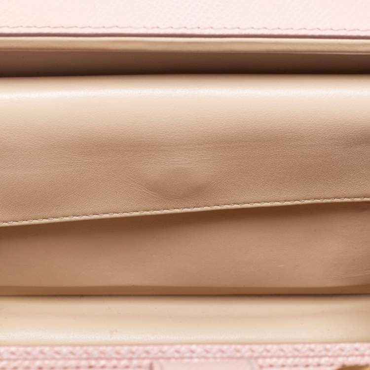Pre Owned Dolce & Gabbana Pink Leather Dauphine Family Patch Top Handle Bag