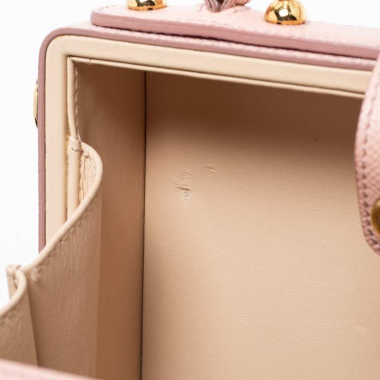Pre Owned Dolce & Gabbana Pink Leather Dauphine Family Patch Top Handle Bag