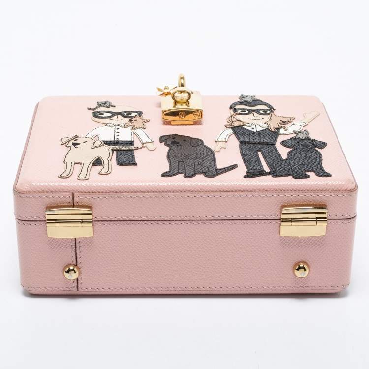 Pre Owned Dolce & Gabbana Pink Leather Dauphine Family Patch Top Handle Bag