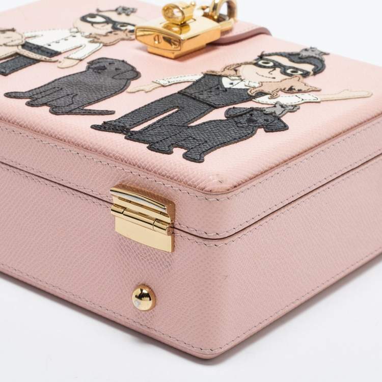 Pre Owned Dolce & Gabbana Pink Leather Dauphine Family Patch Top Handle Bag