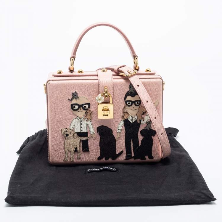 Pre Owned Dolce & Gabbana Pink Leather Dauphine Family Patch Top Handle Bag