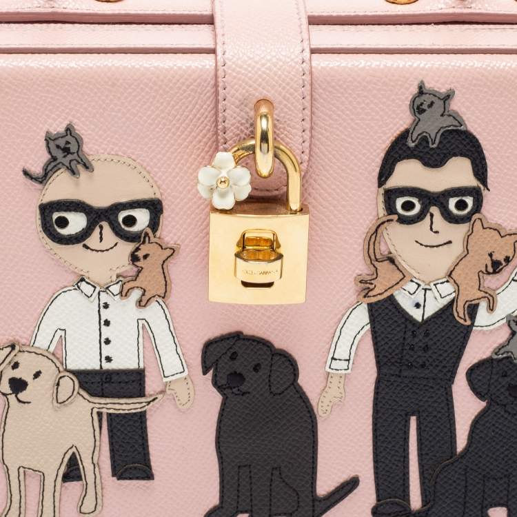 Pre Owned Dolce & Gabbana Pink Leather Dauphine Family Patch Top Handle Bag
