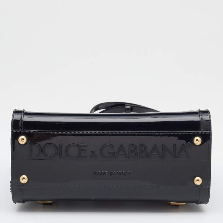 مملوكة مسبقًا Dolce & Gabbana Black Rubber Small L'amore È Bellezza Miss Sicily Top Handle Bag