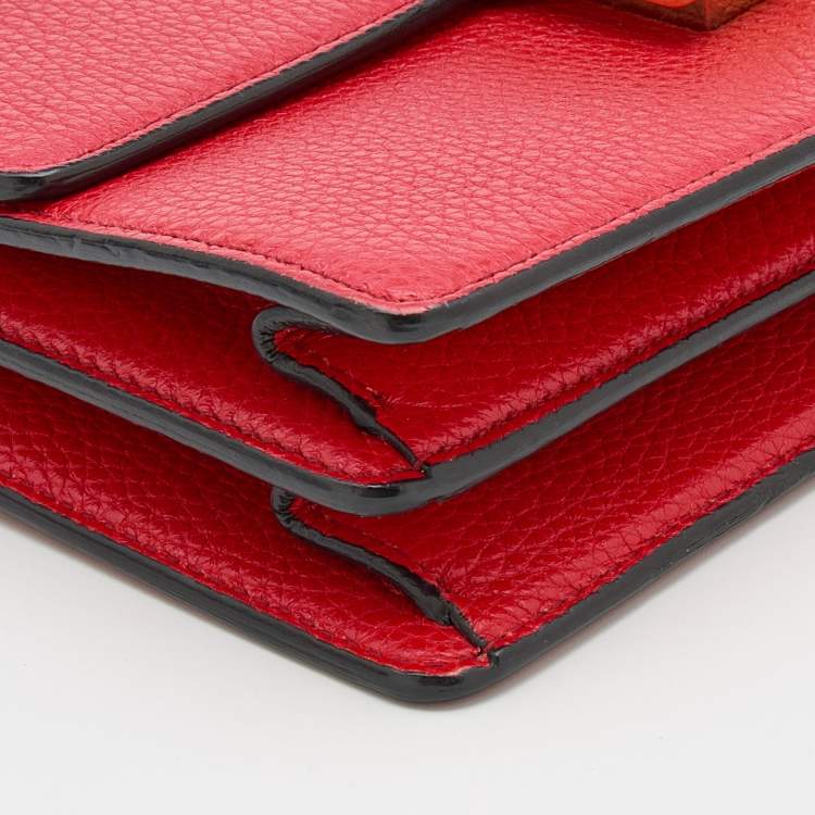 Pre Owned Dolce & Gabbana Red Leather Rosalia Flap Shoulder Bag