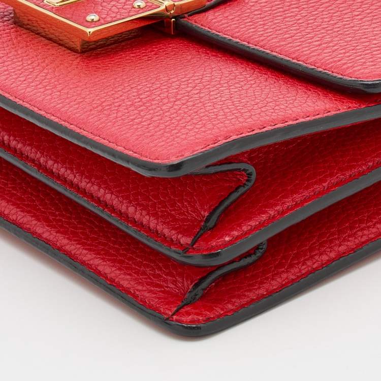 Pre Owned Dolce & Gabbana Red Leather Rosalia Flap Shoulder Bag