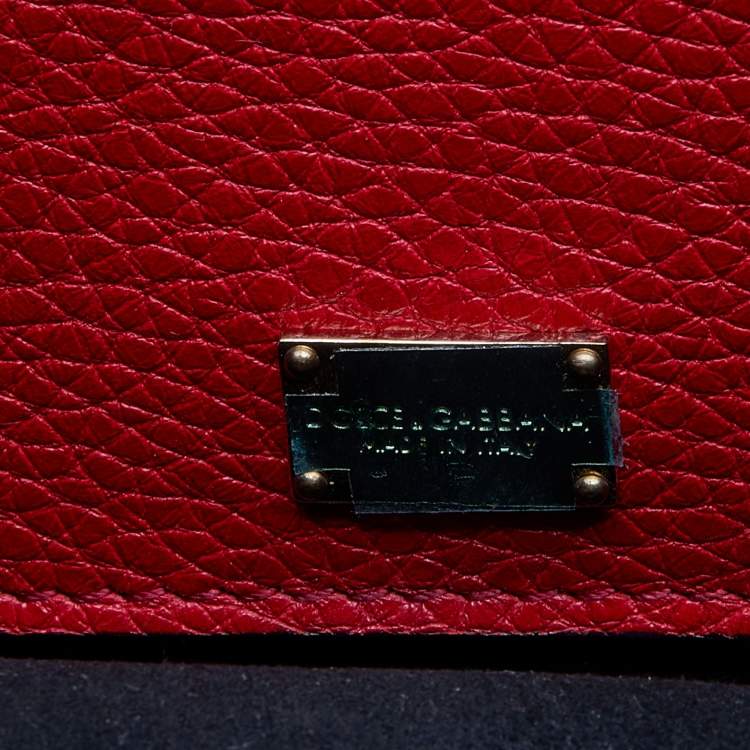 Pre Owned Dolce & Gabbana Red Leather Rosalia Flap Shoulder Bag