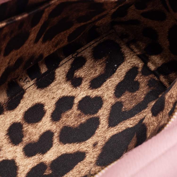 Pre Owned Dolce & Gabbana Pink Leather Medium Miss Sicily Top Handle Bag