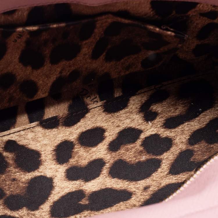 Pre Owned Dolce & Gabbana Pink Leather Medium Miss Sicily Top Handle Bag