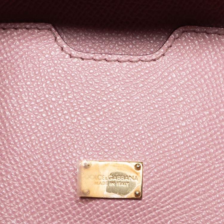Pre Owned Dolce & Gabbana Pink Leather Medium Miss Sicily Top Handle Bag