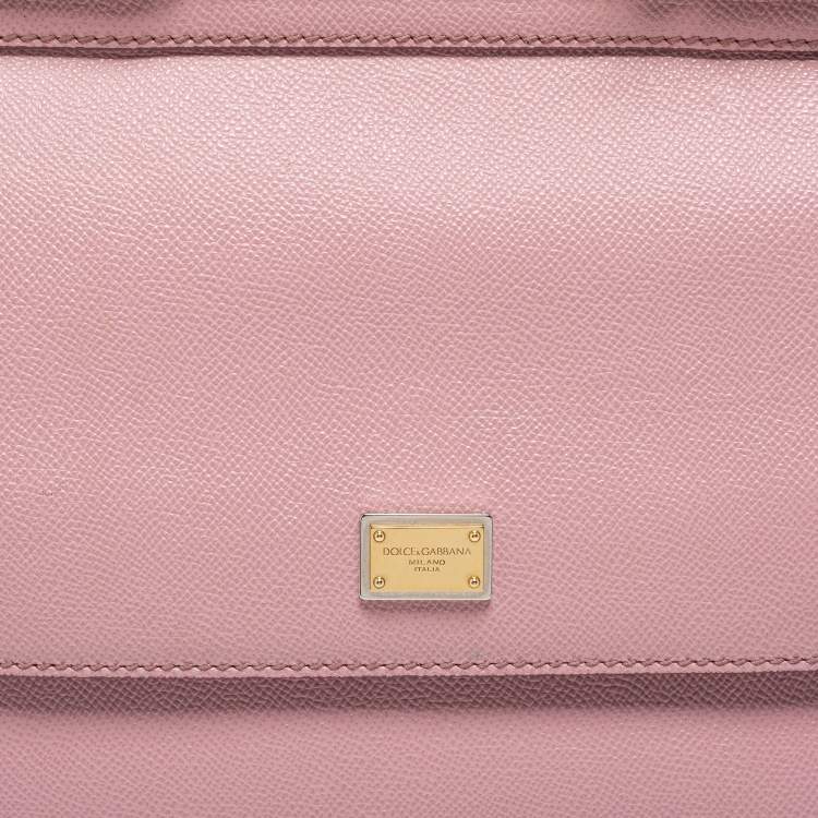 Pre Owned Dolce & Gabbana Pink Leather Medium Miss Sicily Top Handle Bag