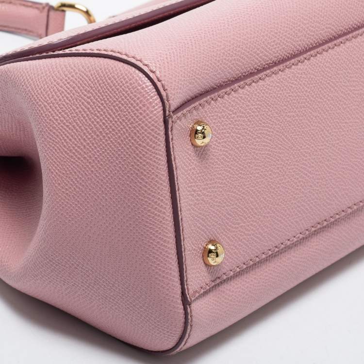 Pre Owned Dolce & Gabbana Pink Leather Medium Miss Sicily Top Handle Bag