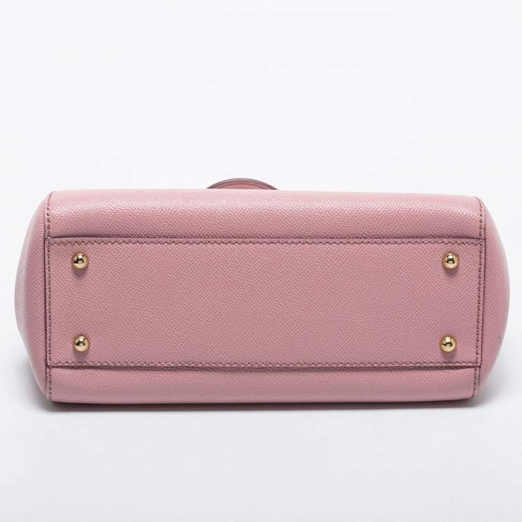 Pre Owned Dolce & Gabbana Pink Leather Medium Miss Sicily Top Handle Bag