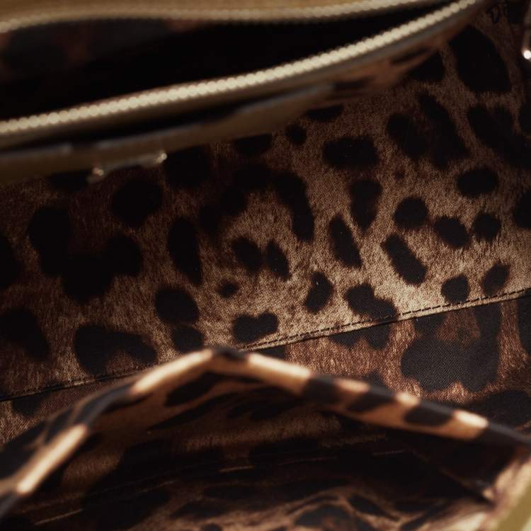 Pre Owned Dolce & Gabbana Green Leather Large Miss Sicily Top Handle Bag