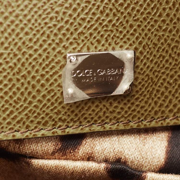 Pre Owned Dolce & Gabbana Green Leather Large Miss Sicily Top Handle Bag