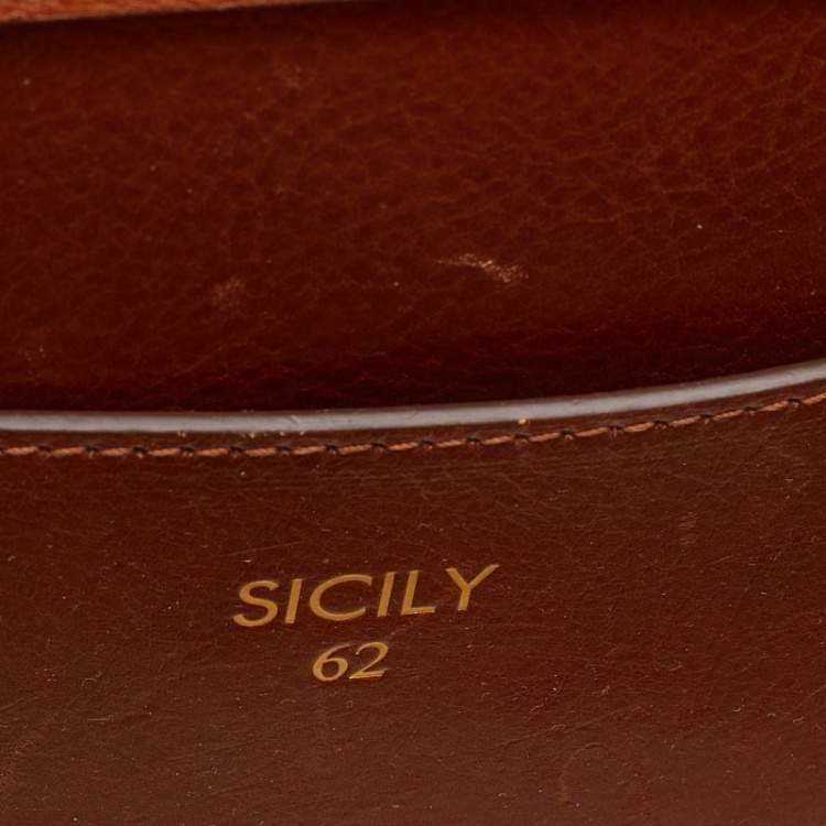 مملوكة مسبقًا Dolce & Gabbana Brown/Cream Canvas and Leather Sicily 62 Medium Top Handle Bag