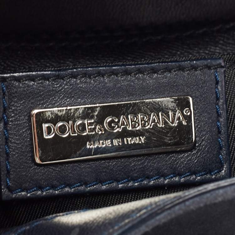 Pre Owned Dolce & Gabbana Blue Suede and Python Chain Pochette 