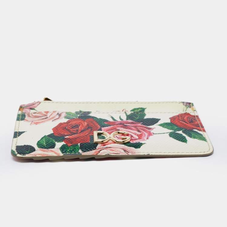 مملوكة مسبقًا Dolce & Gabbana Multicolor Floral Print Leather Zip Card Holder 