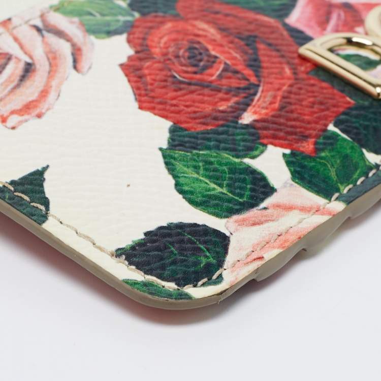 مملوكة مسبقًا Dolce & Gabbana Multicolor Floral Print Leather Zip Card Holder 