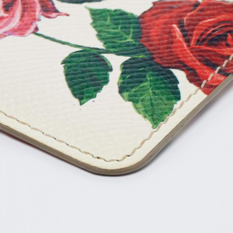 مملوكة مسبقًا Dolce & Gabbana Multicolor Floral Print Leather Zip Card Holder 