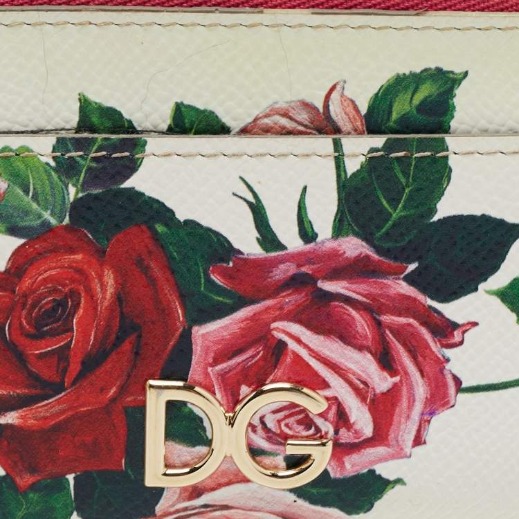 مملوكة مسبقًا Dolce & Gabbana Multicolor Floral Print Leather Zip Card Holder 