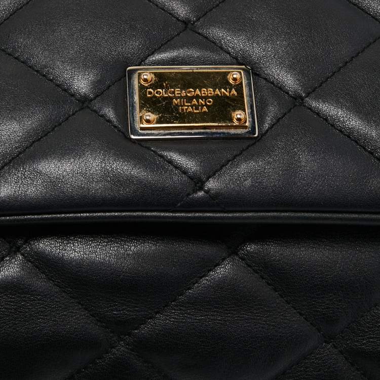 Pre Owned Dolce & Gabbana Black Quilted Leather Miss Kate Shoulder Bag