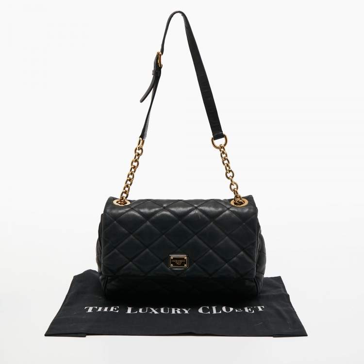 Pre Owned Dolce & Gabbana Black Quilted Leather Miss Kate Shoulder Bag