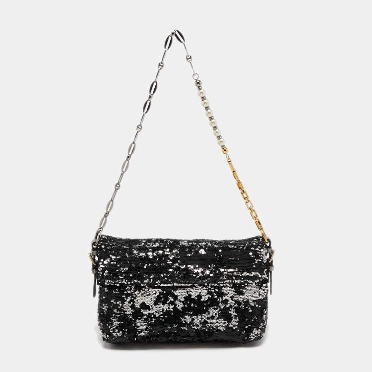 Pre Owned Dolce & Gabbana Black/Silver Sequins Miss Charles Shoulder Bag