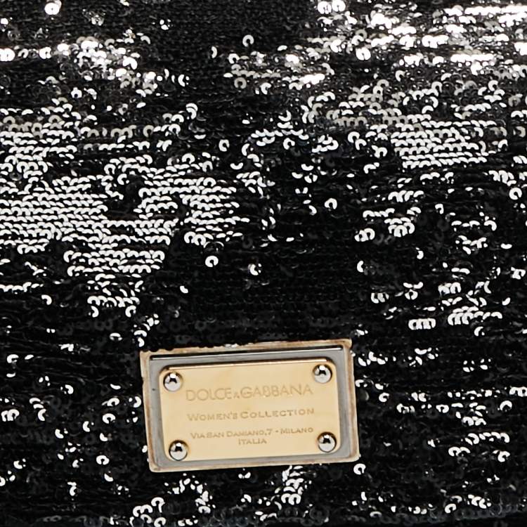 Pre Owned Dolce & Gabbana Black/Silver Sequins Miss Charles Shoulder Bag